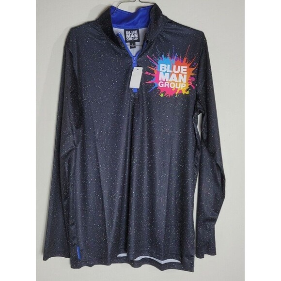 Blue Man Group Las Vegas Paint Splatter SZ Medium 1/4 Zip Sweatshirt Fleece NWT - Picture 1 of 7